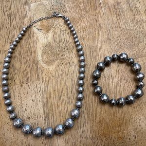 Silpada Sterling Silver Bead Ball Necklace N1953 and matching bracelet.